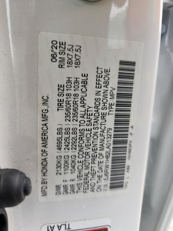 2020 Honda Cr-V Exl VIN: 5J6RW1H82LA013279 Lot: 82144515