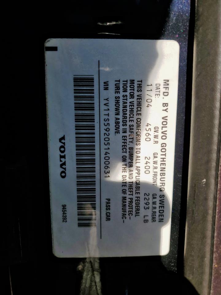 2005 Volvo S80 2.5T VIN: YV1TS592051400631 Lot: 71084225
