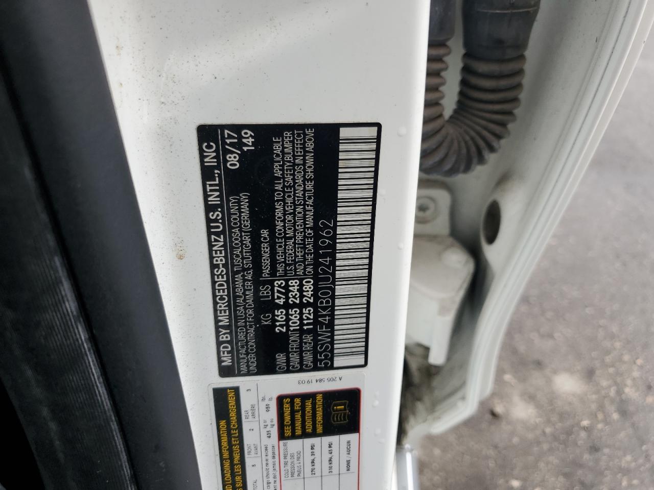 2018 Mercedes-Benz C 300 4Matic VIN: 55SWF4KB0JU241962 Lot: 81003185