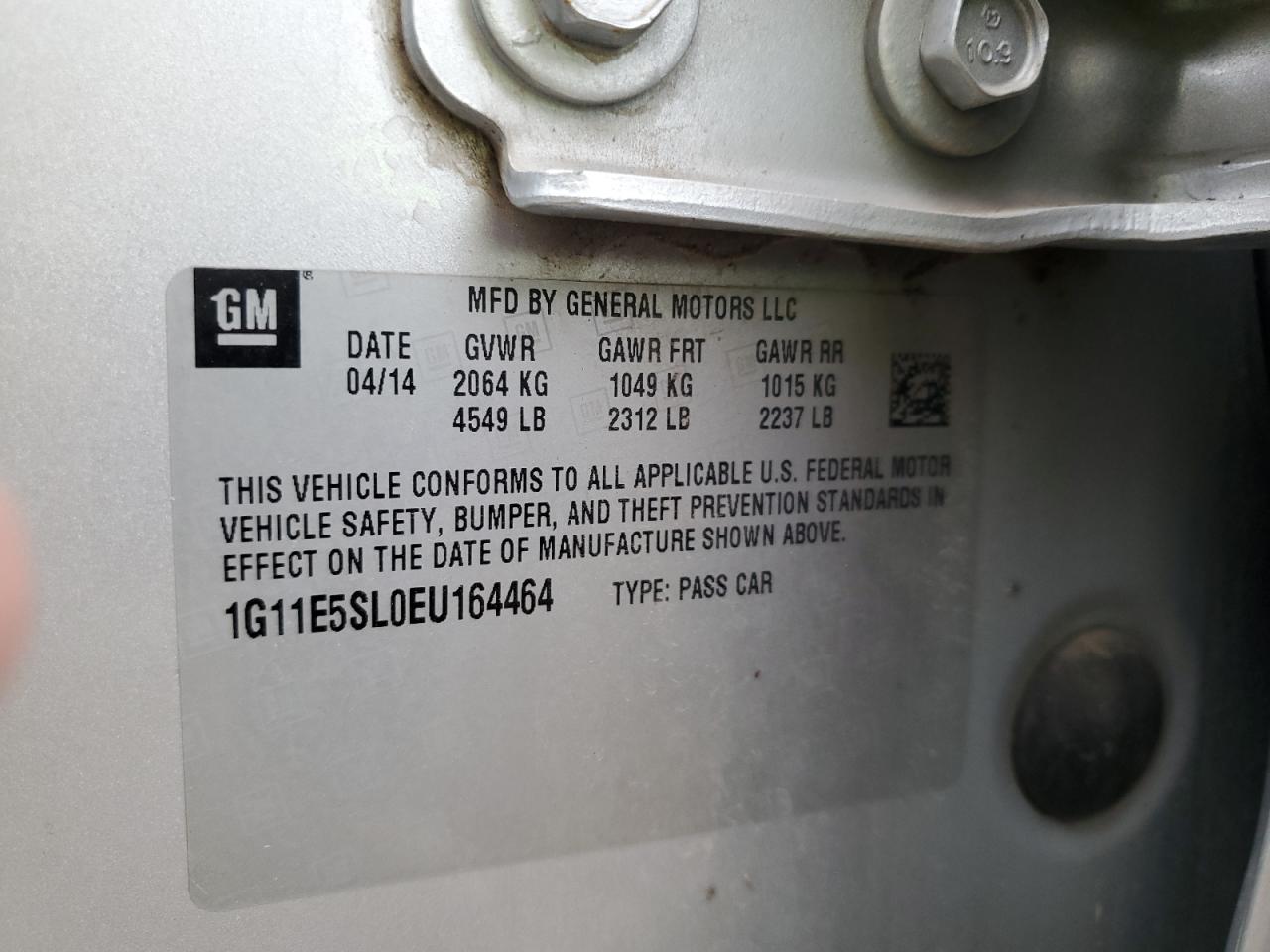 2014 Chevrolet Malibu 2Lt VIN: 1G11E5SL0EU164464 Lot: 80758355