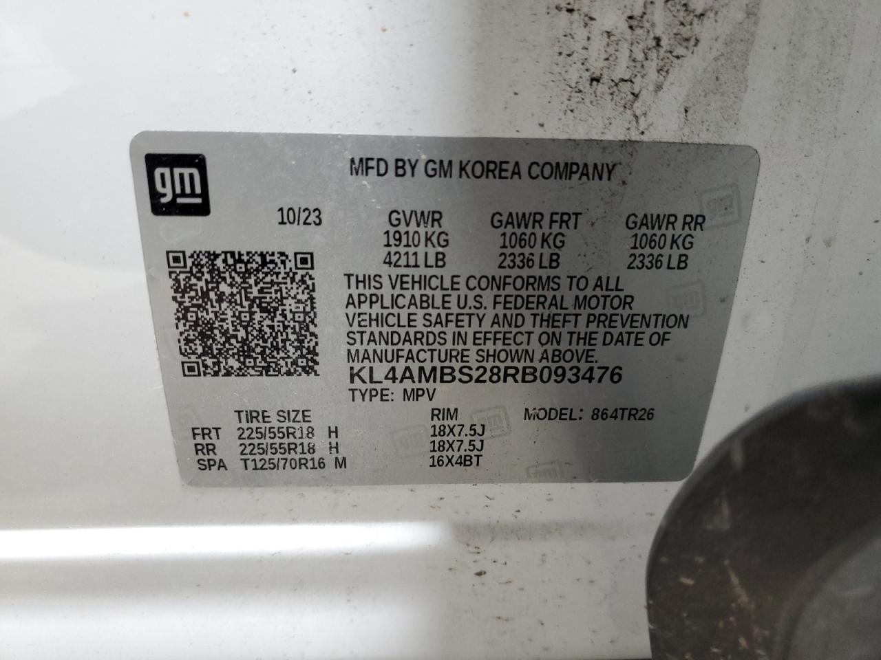 2024 Buick Encore Gx Preferred VIN: KL4AMBS28RB093476 Lot: 87165425