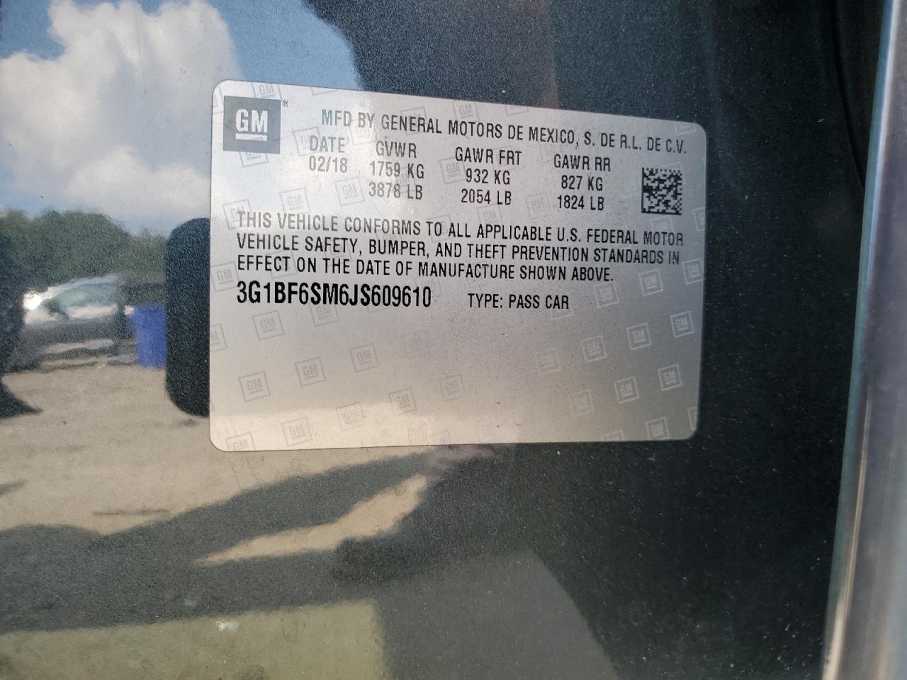 2018 Chevrolet Cruze Premier VIN: 3G1BF6SM6JS609610 Lot: 81042825