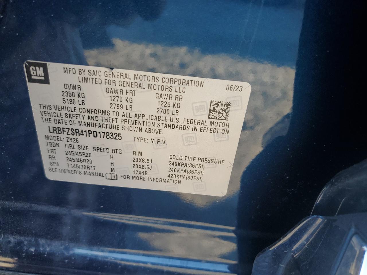 2023 Buick Envision Avenir VIN: LRBFZSR41PD178325 Lot: 71083995