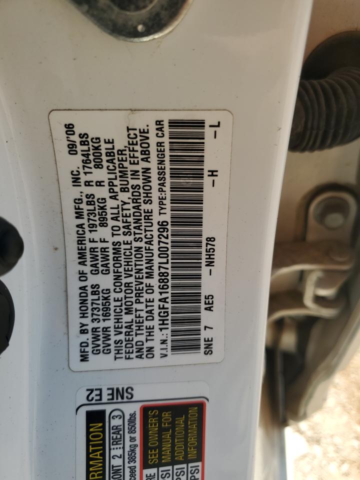 2007 Honda Civic Ex VIN: 1HGFA16887L007296 Lot: 81509585