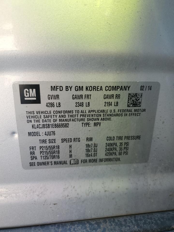 2014 Buick Encore Convenience VIN: KL4CJBSB1EB669582 Lot: 71752145