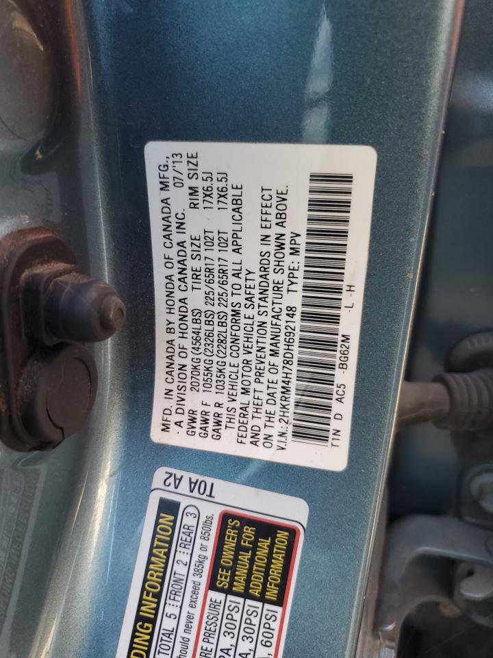 2013 Honda Cr-V Exl VIN: 2HKRM4H78DH692148 Lot: 69024075