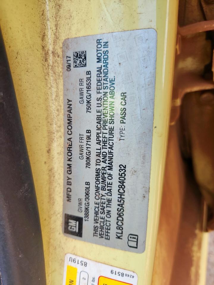 2017 Chevrolet Spark 1Lt VIN: KL8CD6SA5HC840532 Lot: 81489985