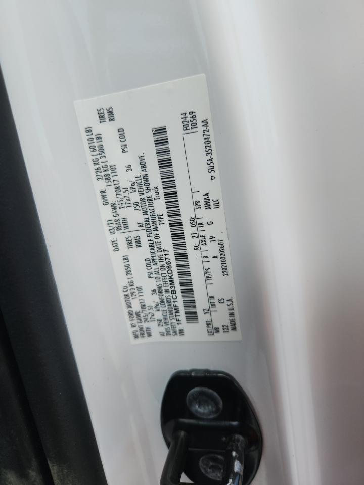 2021 Ford F150 VIN: 1FTMF1CB3MKD86717 Lot: 70597505