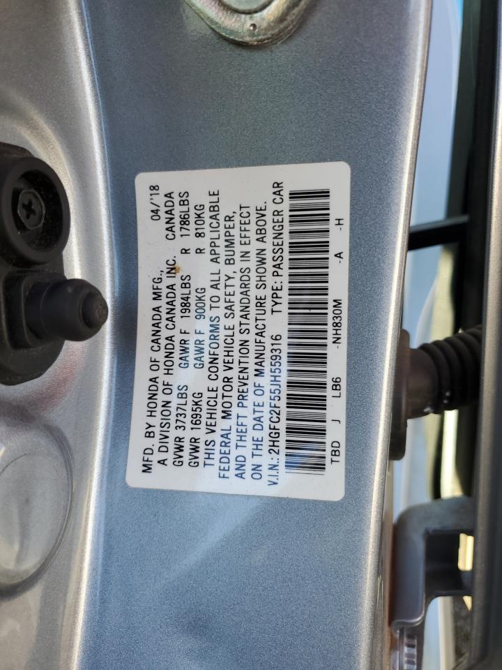 2018 Honda Civic Lx VIN: 2HGFC2F55JH559316 Lot: 71064875