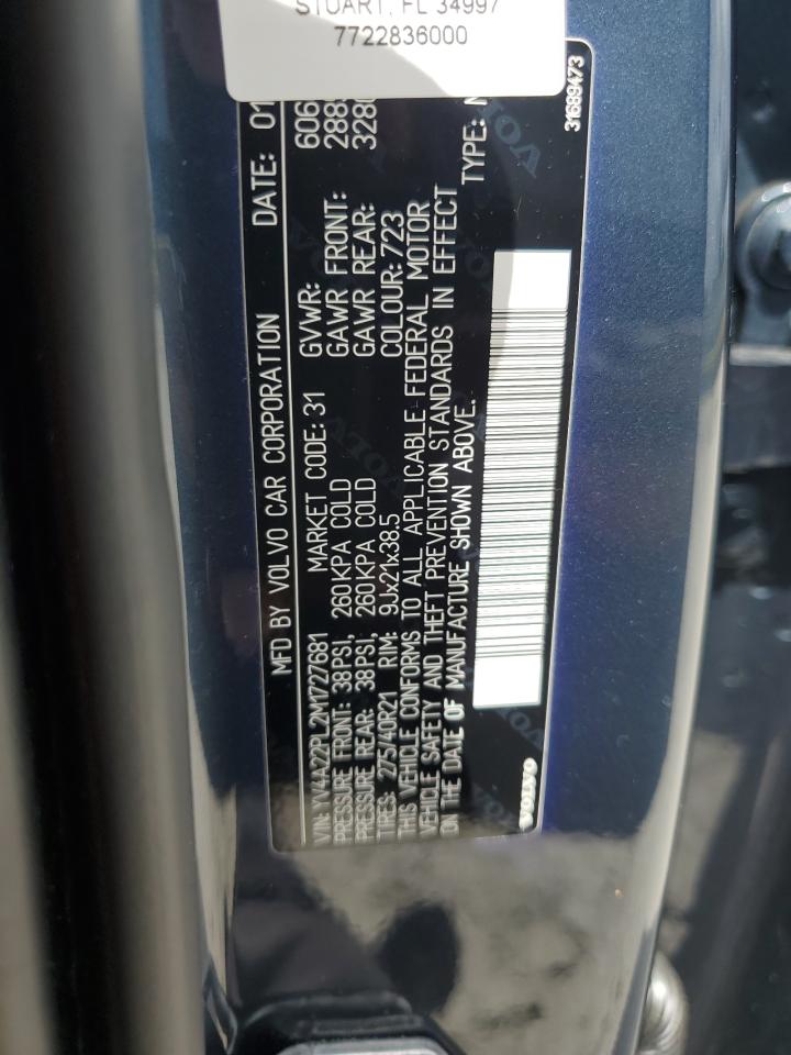 2021 Volvo Xc90 T6 Inscription VIN: YV4A22PL2M1727681 Lot: 84832335