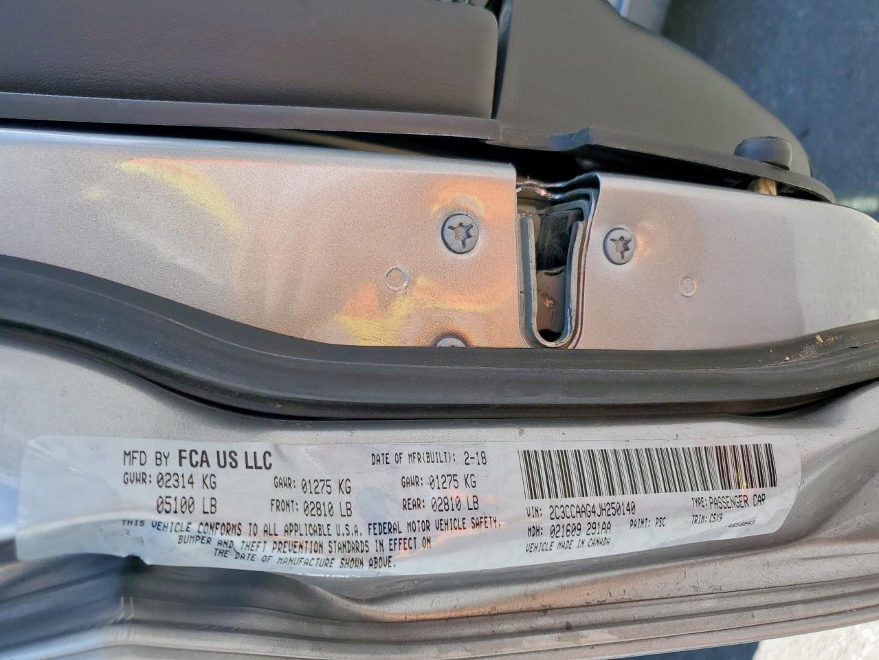 2018 Chrysler 300 Touring VIN: 2C3CCAAG4JH250140 Lot: 71918985