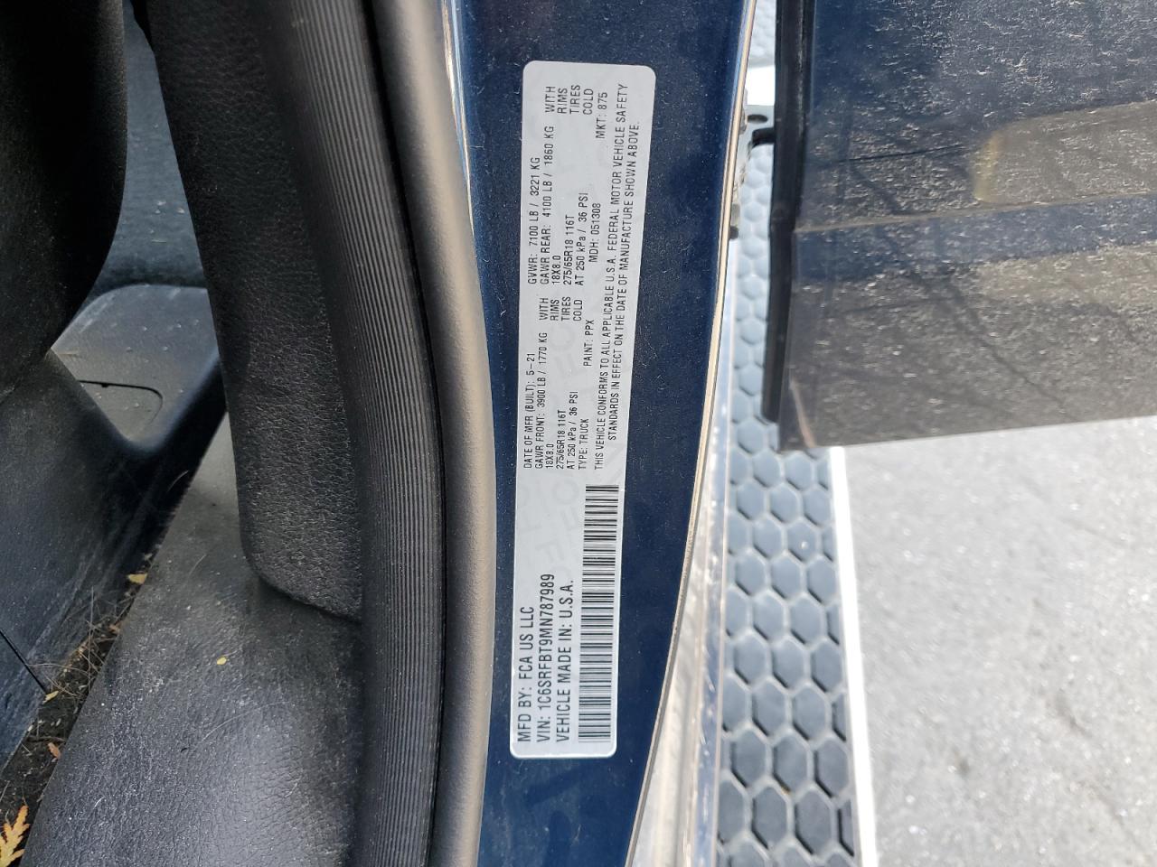 2021 Ram 1500 Big Horn/Lone Star VIN: 1C6SRFBT9MN787989 Lot: 81204065