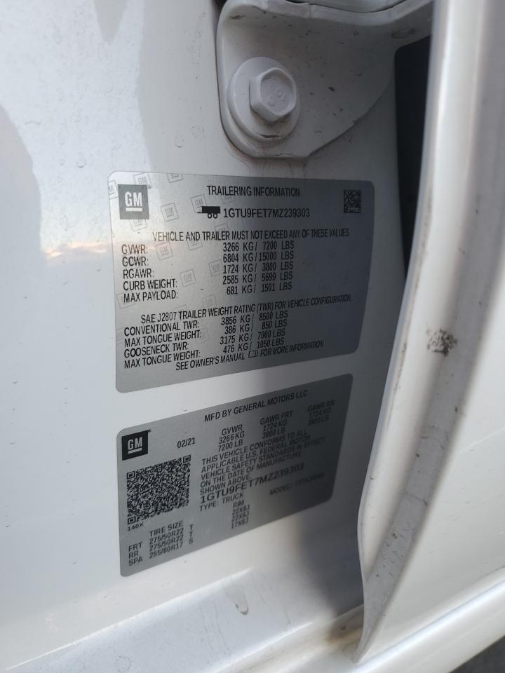 2021 GMC Sierra K1500 Denali VIN: 1GTU9FET7MZ239303 Lot: 71536295