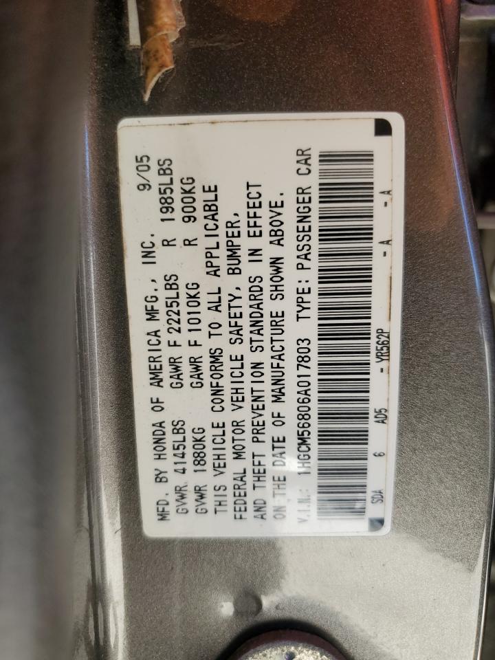 2006 Honda Accord Ex VIN: 1HGCM56806A017803 Lot: 81720615