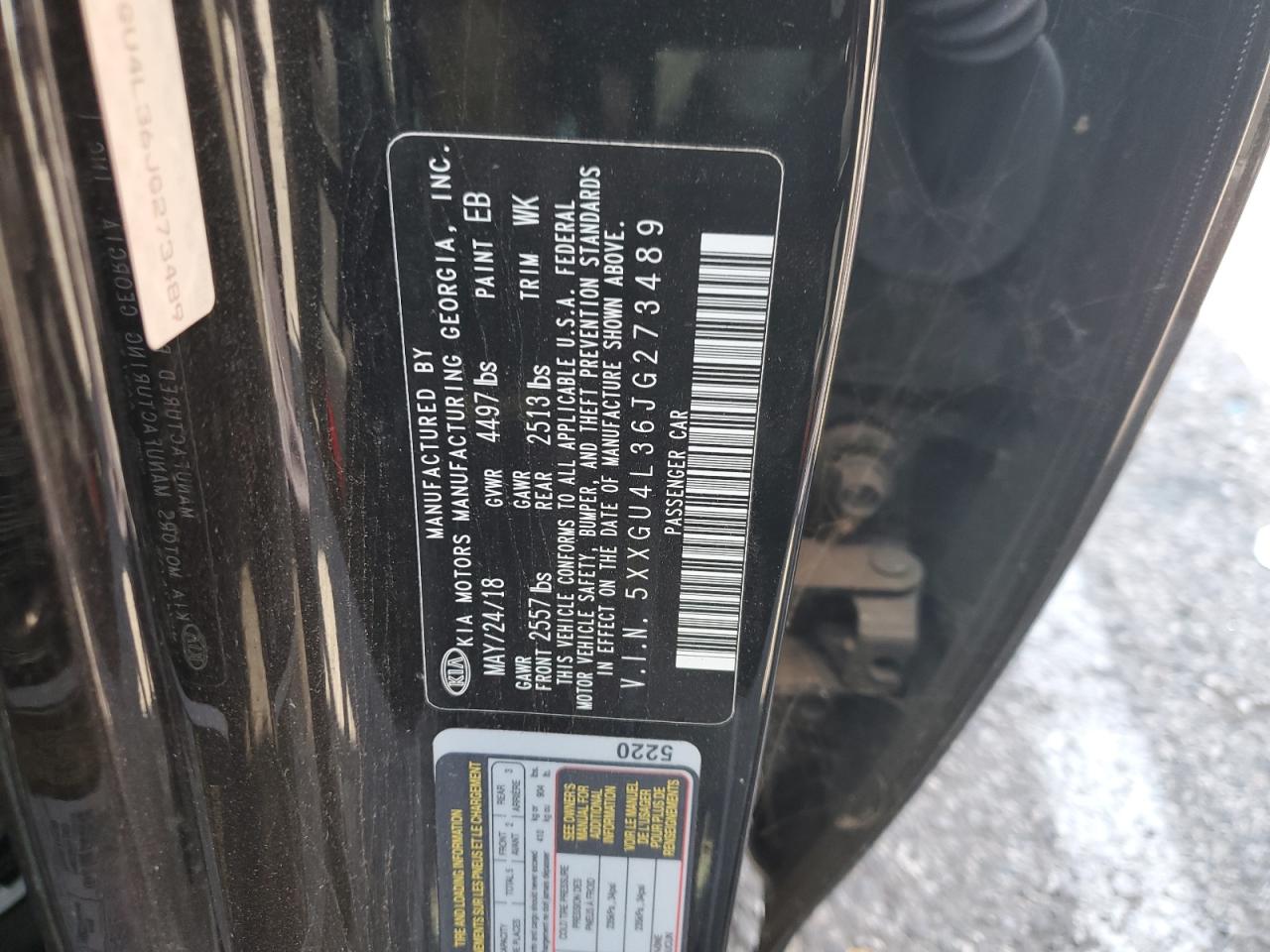 2018 Kia Optima Ex VIN: 5XXGU4L36JG273489 Lot: 83855735