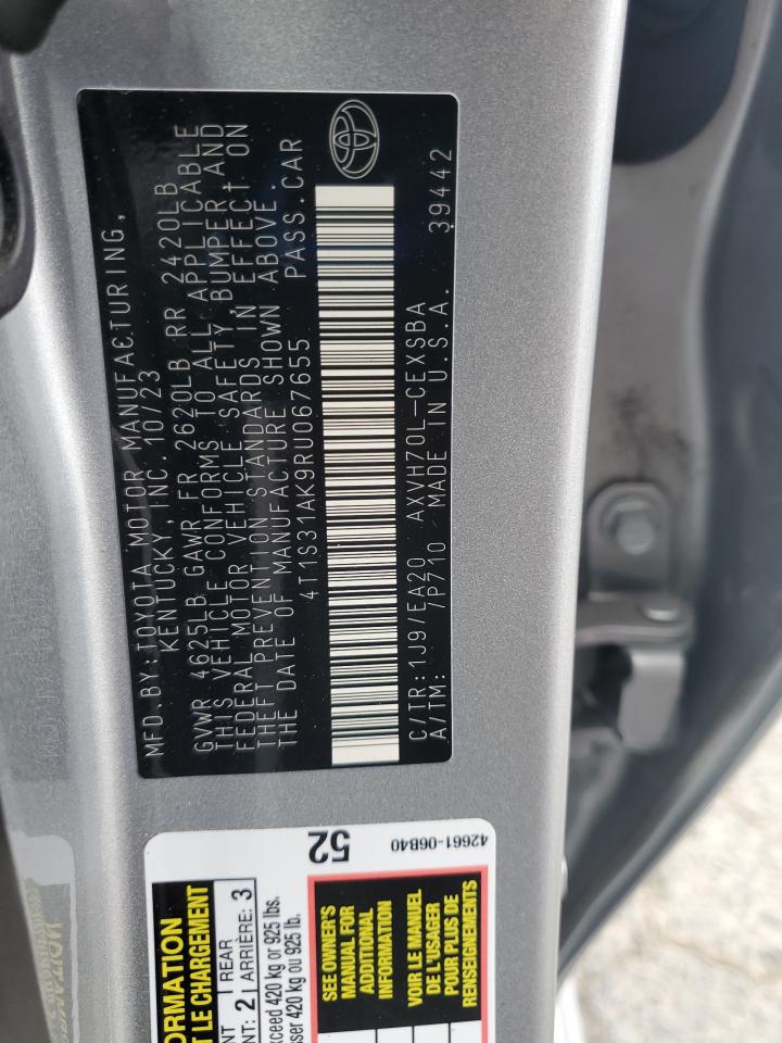 2024 Toyota Camry Se Night Shade VIN: 4T1S31AK9RU067655 Lot: 71868965