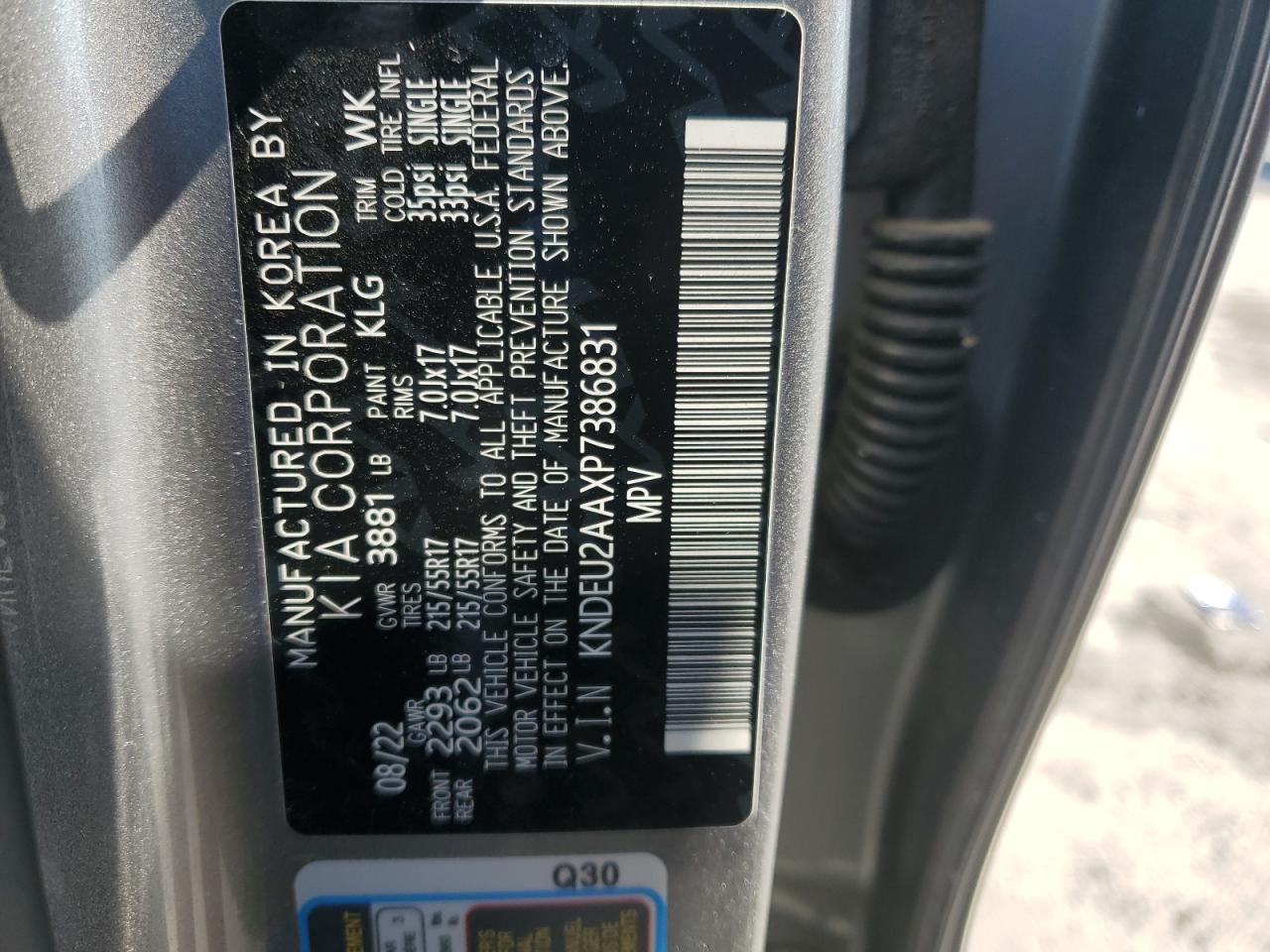 2023 Kia Seltos S VIN: KNDEU2AAXP7386831 Lot: 81256895