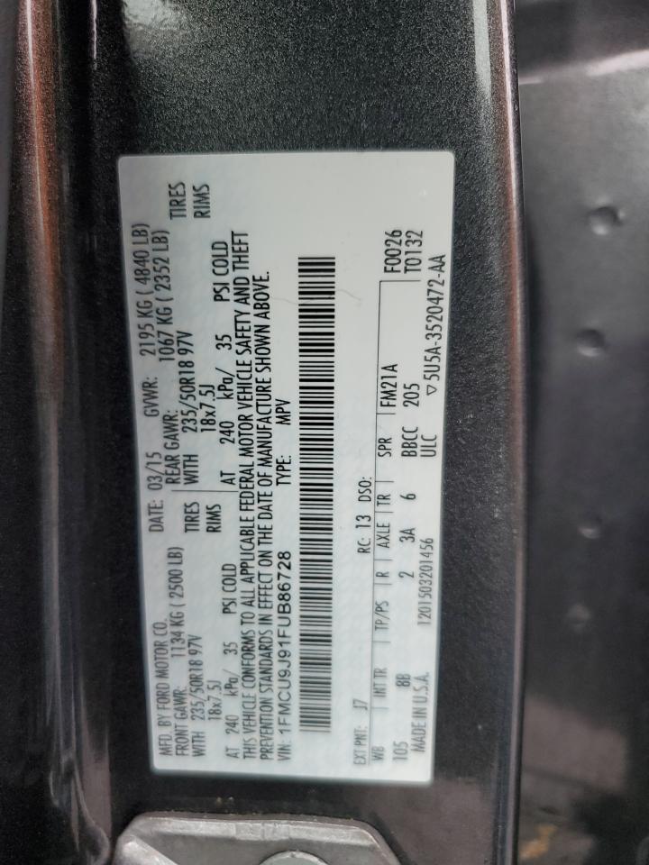 2015 Ford Escape Titanium VIN: 1FMCU9J91FUB86728 Lot: 84025835