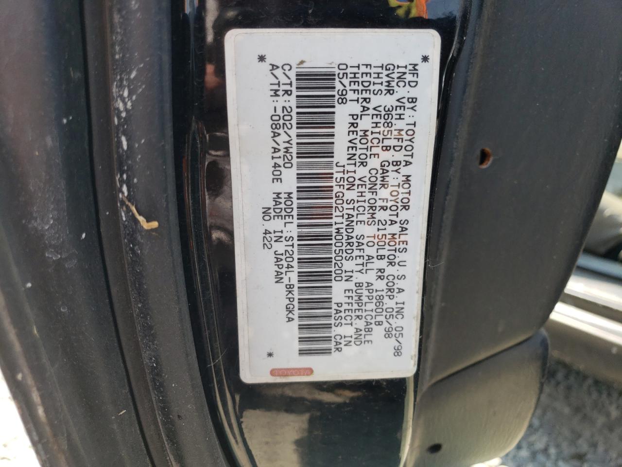 1998 Toyota Celica Gt VIN: JT5FG02T1W0050200 Lot: 71274255