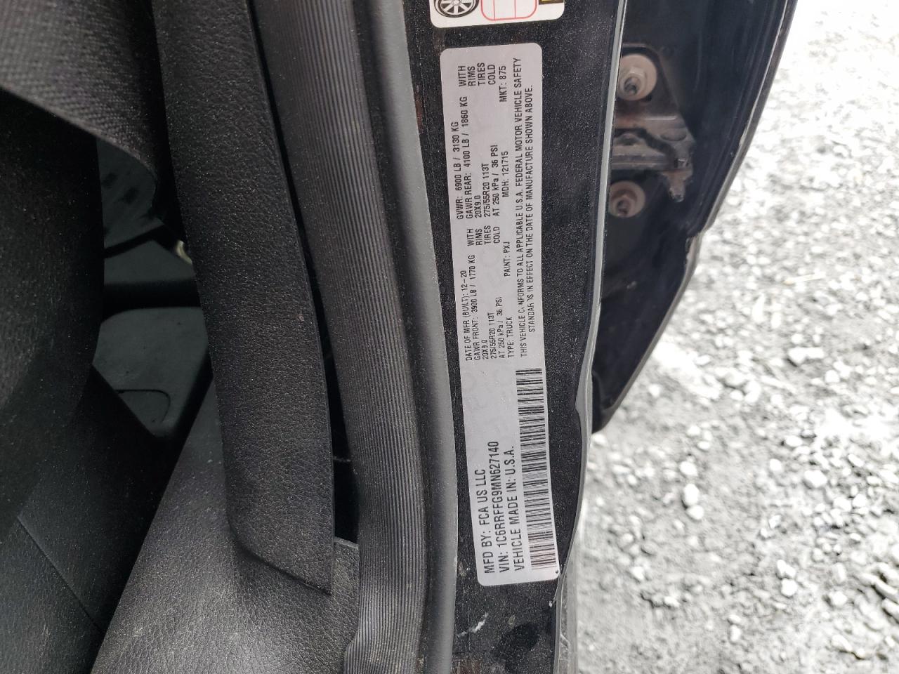 2021 Ram 1500 Big Horn/Lone Star VIN: 1C6RRFFG9MN627140 Lot: 80775425