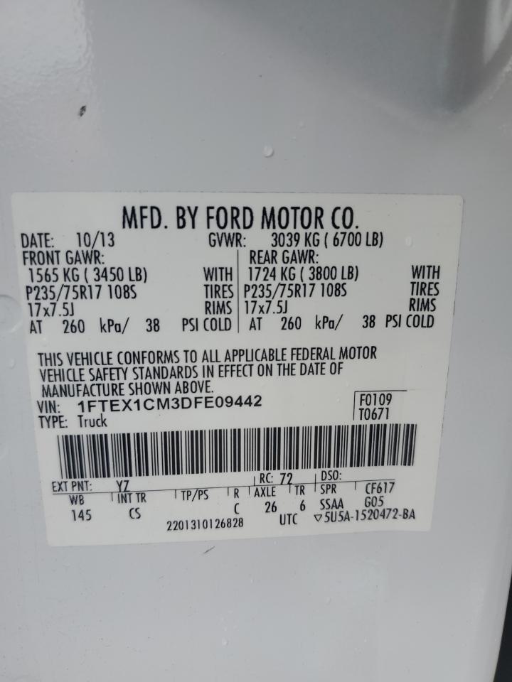 2013 Ford F150 Super Cab VIN: 1FTEX1CM3DFE09442 Lot: 81419875