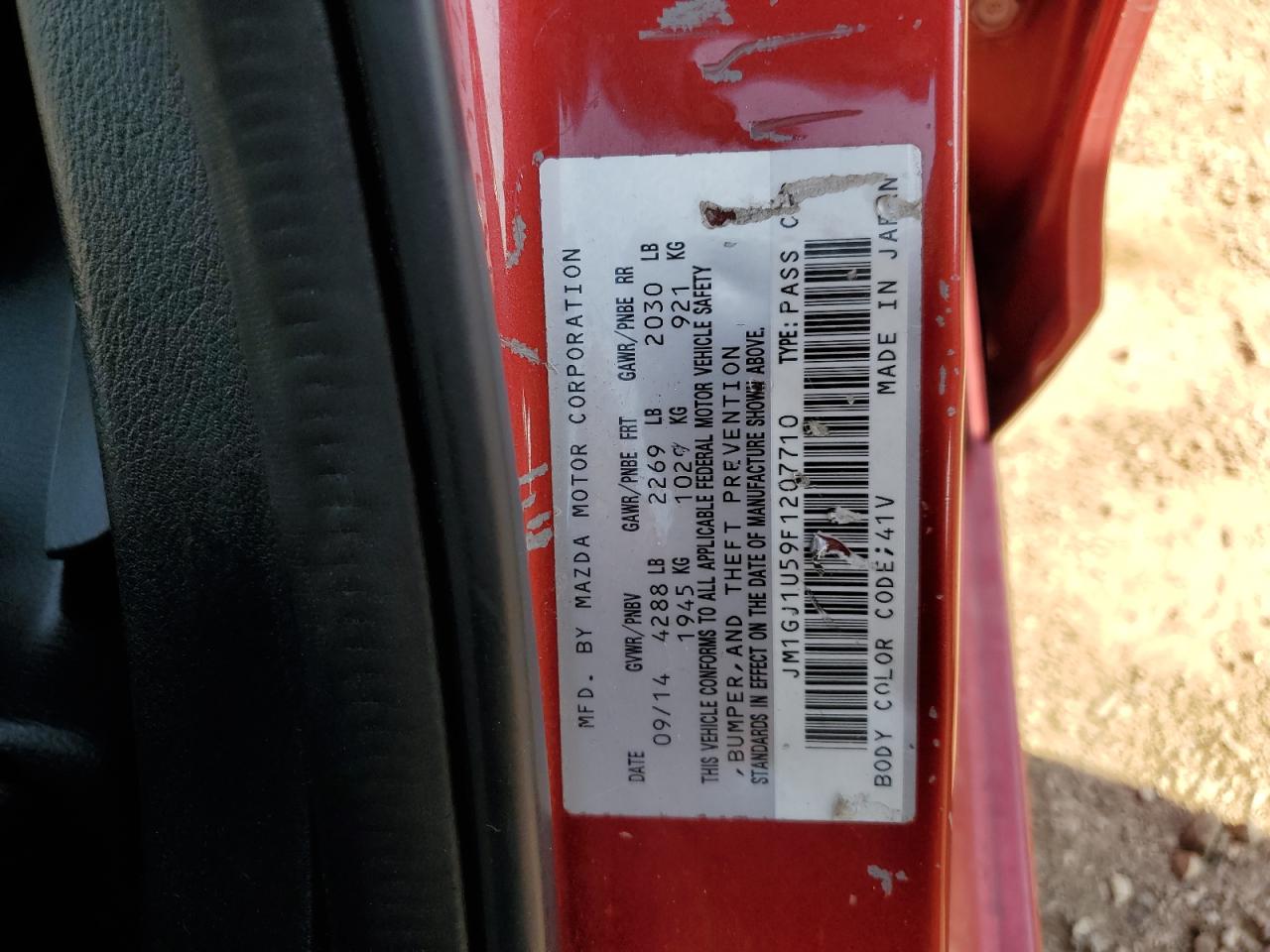 2015 Mazda 6 Sport VIN: JM1GJ1U59F1207710 Lot: 81191285