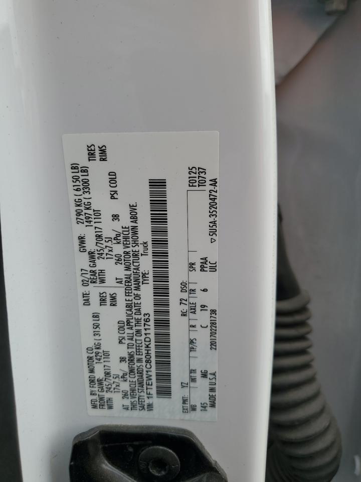 2017 Ford F150 Supercrew VIN: 1FTEW1C80HKD11763 Lot: 71517835