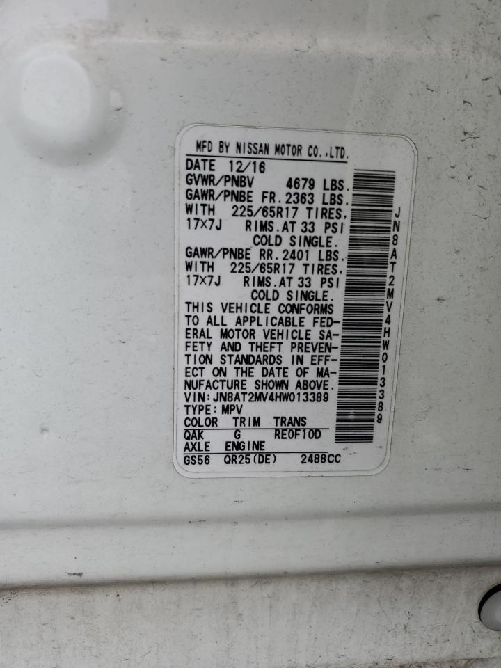 2017 Nissan Rogue S VIN: JN8AT2MV4HW013389 Lot: 81875025