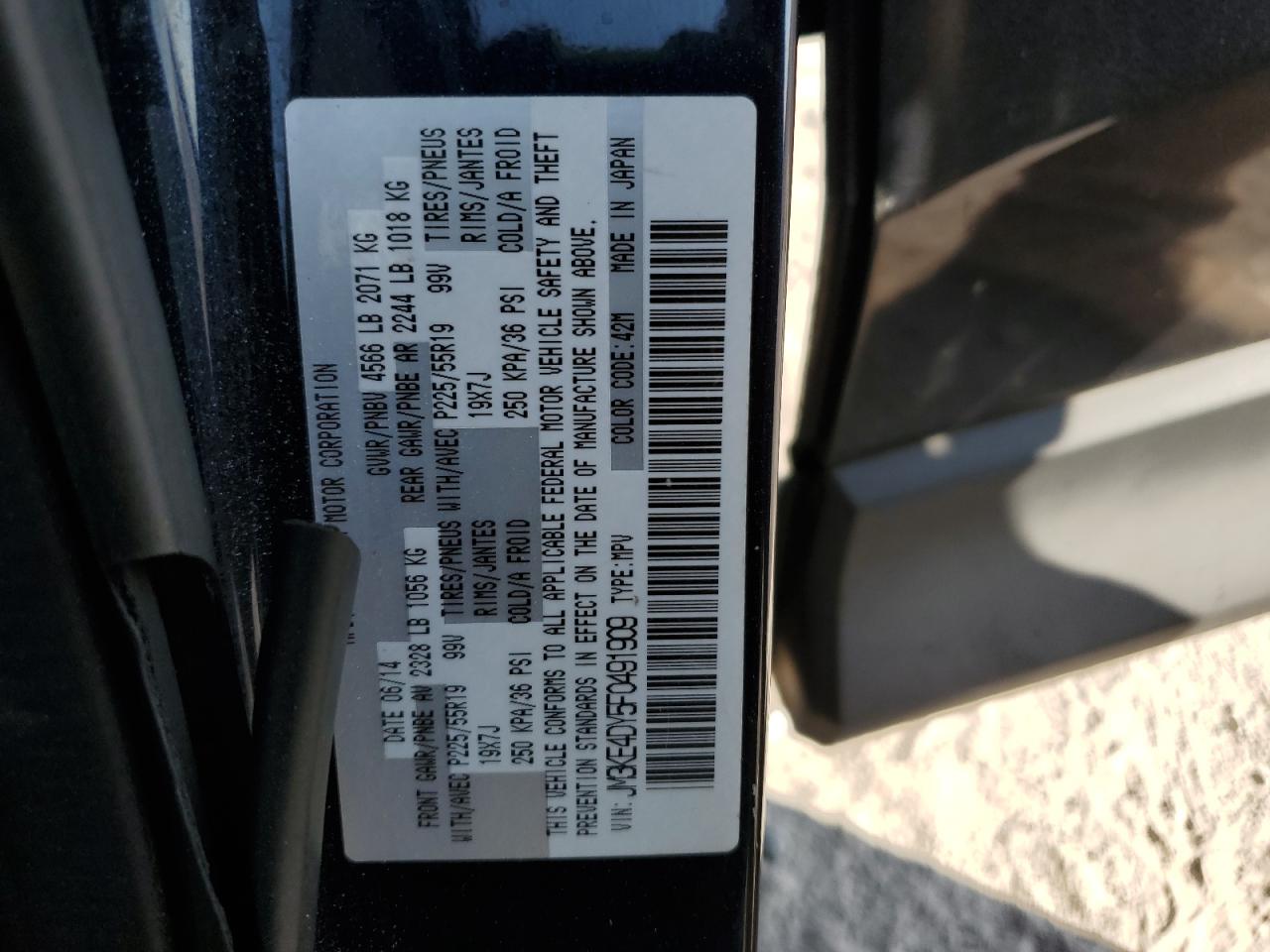 2015 Mazda Cx-5 Gt VIN: JM3KE4DY5F0491909 Lot: 72039105