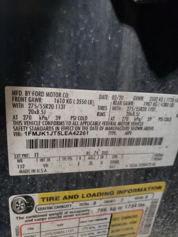 2020 Ford Expedition Max Xlt VIN: 1FMJK1JT5LEA42261 Lot: 81478395