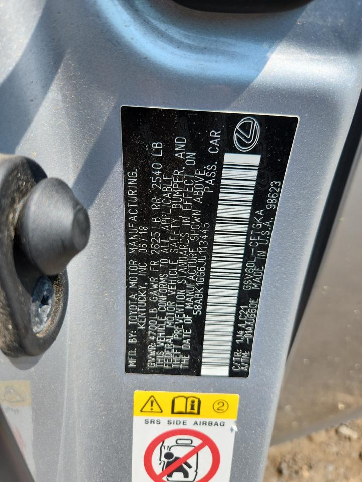 2018 Lexus Es 350 VIN: 58ABK1GG6JU113445 Lot: 80634565