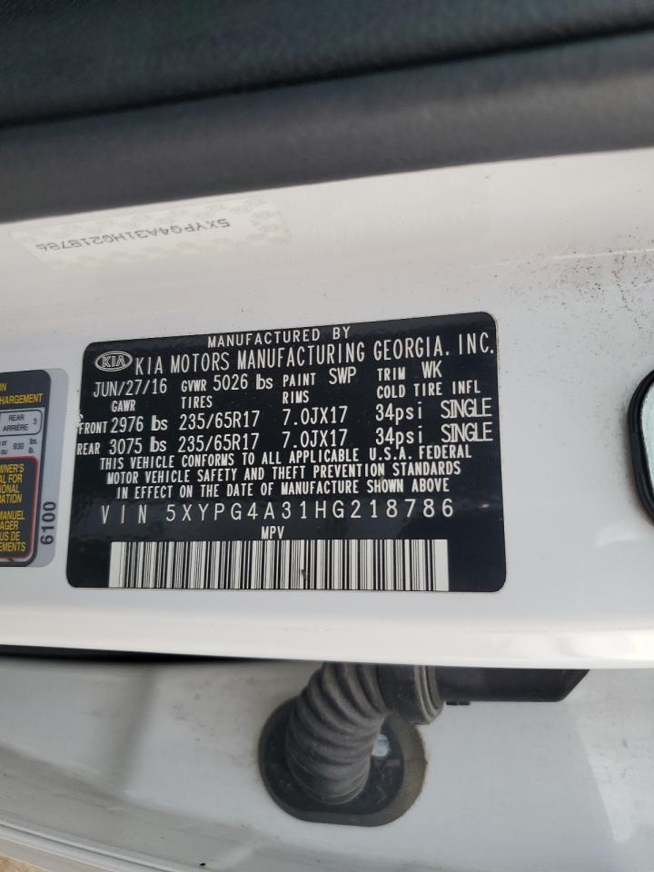 2017 Kia Sorento Lx VIN: 5XYPG4A31HG218786 Lot: 82127485