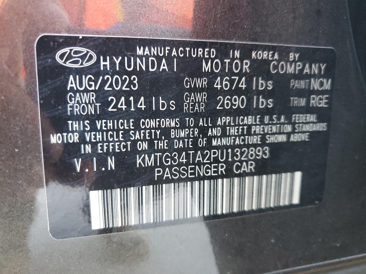 2023 Genesis G70 Base VIN: KMTG34TA2PU132893 Lot: 81454895