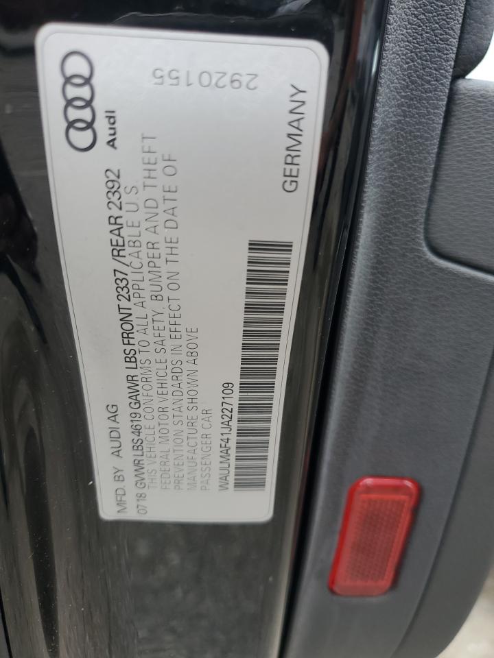 2018 Audi A4 Premium Plus VIN: WAULMAF41JA227109 Lot: 84283055