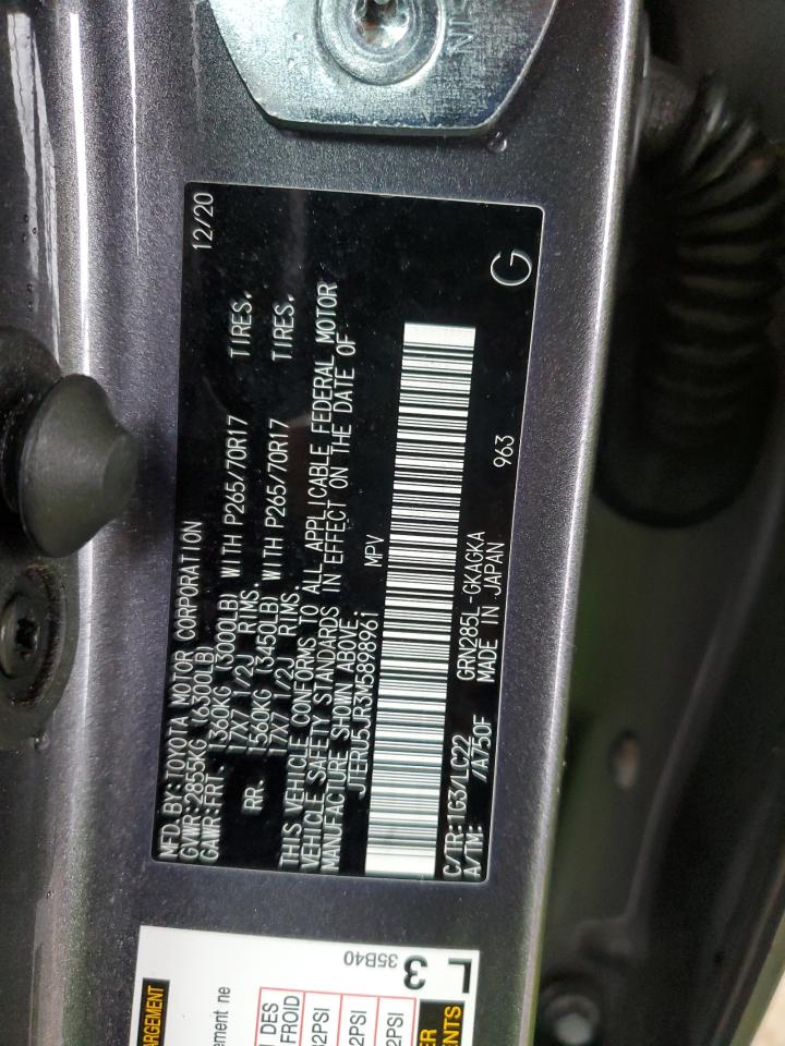 2021 Toyota 4Runner Sr5 Premium VIN: JTERU5JR3M5898961 Lot: 81777835