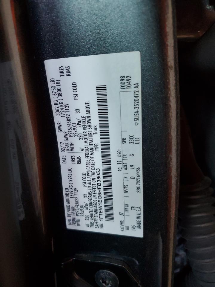 2017 Ford F150 Supercrew VIN: 1FTEW1EG6HFB38053 Lot: 72020665