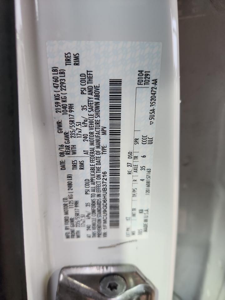 2017 Ford Escape Se VIN: 1FMCU9GD6HUB37216 Lot: 70693875