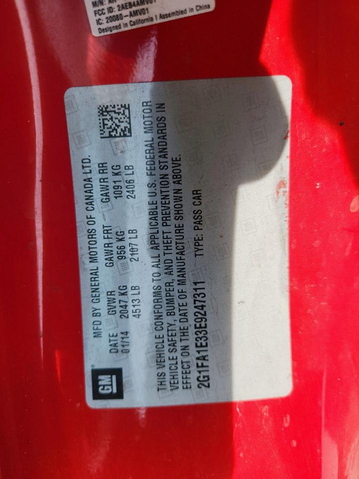 2014 Chevrolet Camaro Ls VIN: 2G1FA1E33E9247311 Lot: 80829565