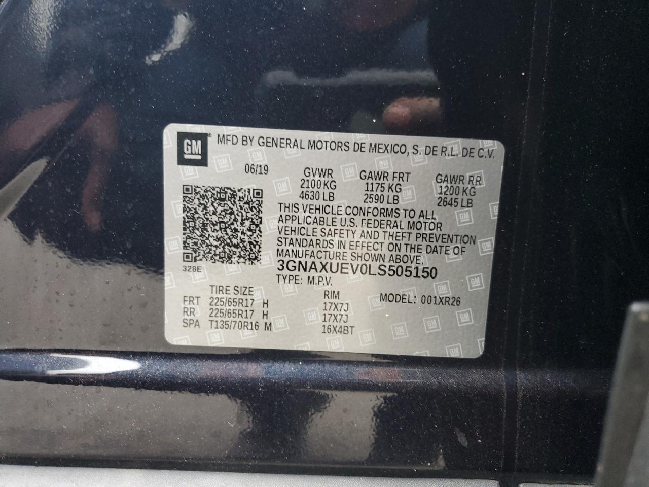 2020 Chevrolet Equinox Lt VIN: 3GNAXUEV0LS505150 Lot: 81183715