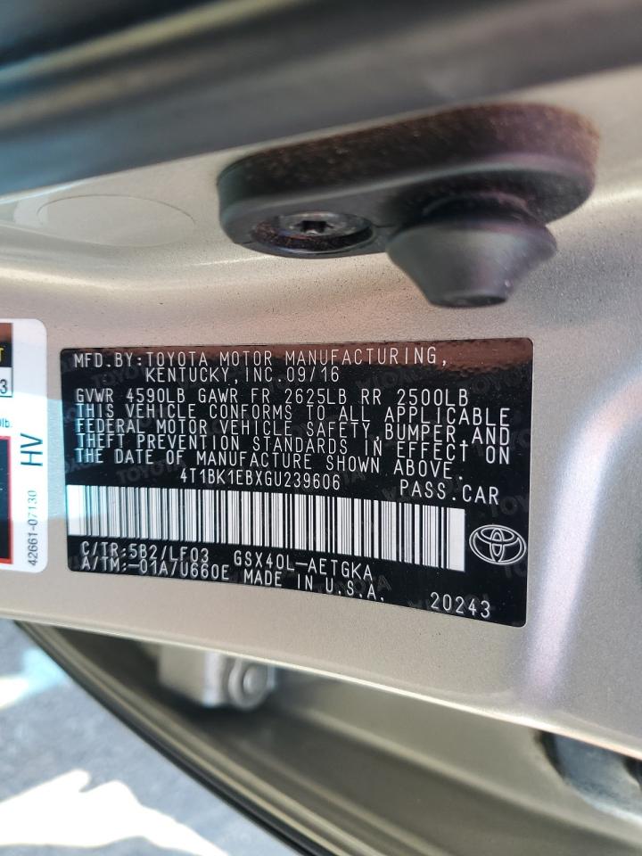 2016 Toyota Avalon Xle VIN: 4T1BK1EBXGU239606 Lot: 81843395