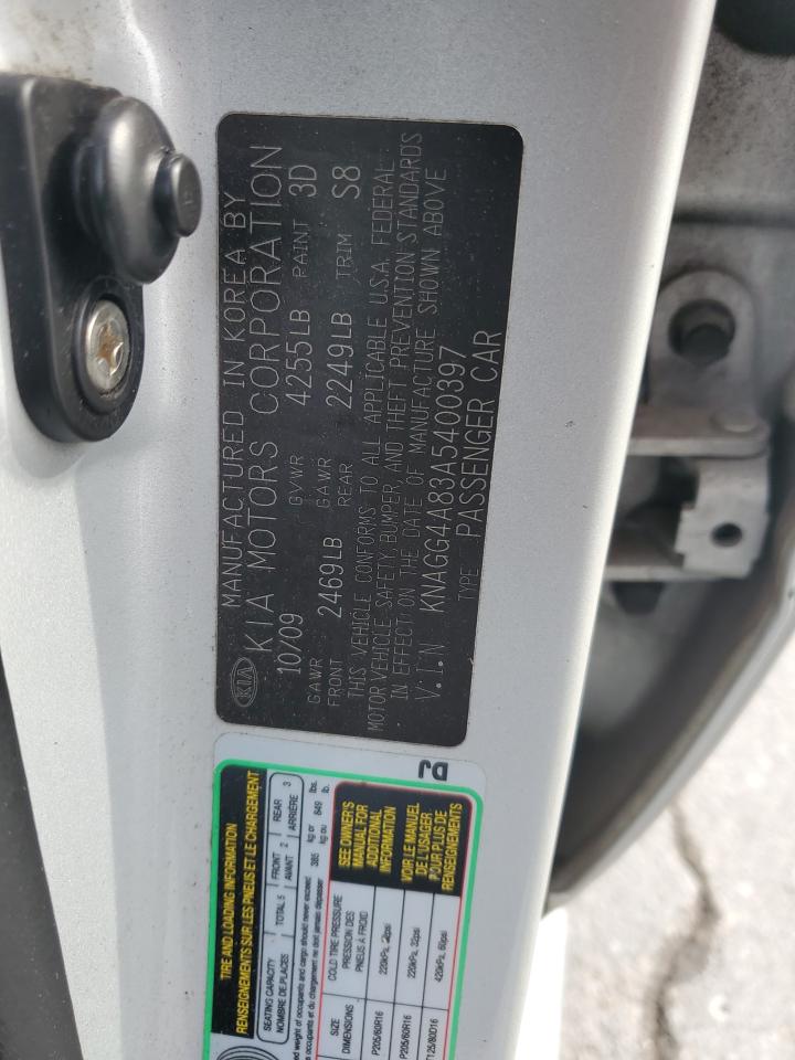 2010 Kia Optima Lx VIN: KNAGG4A83A5400397 Lot: 81751175