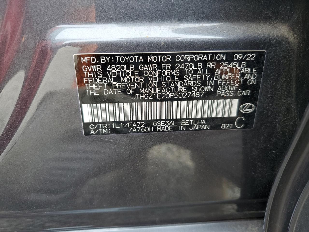 2023 Lexus Is 350 F Sport VIN: JTHGZ1E20P5027487 Lot: 84191255