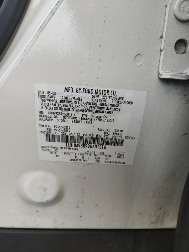 2009 Lincoln Mks VIN: 1LNHM93R99G601316 Lot: 70837875