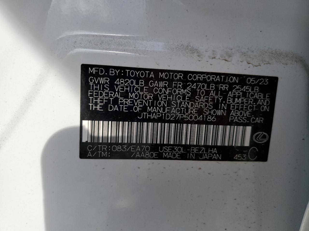 2023 Lexus Is 500 F Sport VIN: JTHAP1D27P5004186 Lot: 84592015