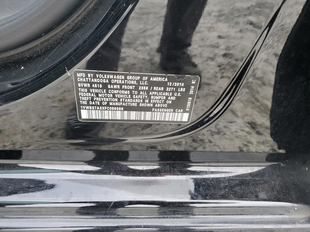 2015 Volkswagen Passat Se VIN: 1VWBS7A3XFC056388 Lot: 81777815