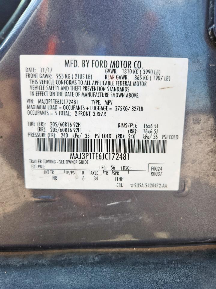 2018 Ford Ecosport Se VIN: MAJ3P1TE6JC172481 Lot: 71069455
