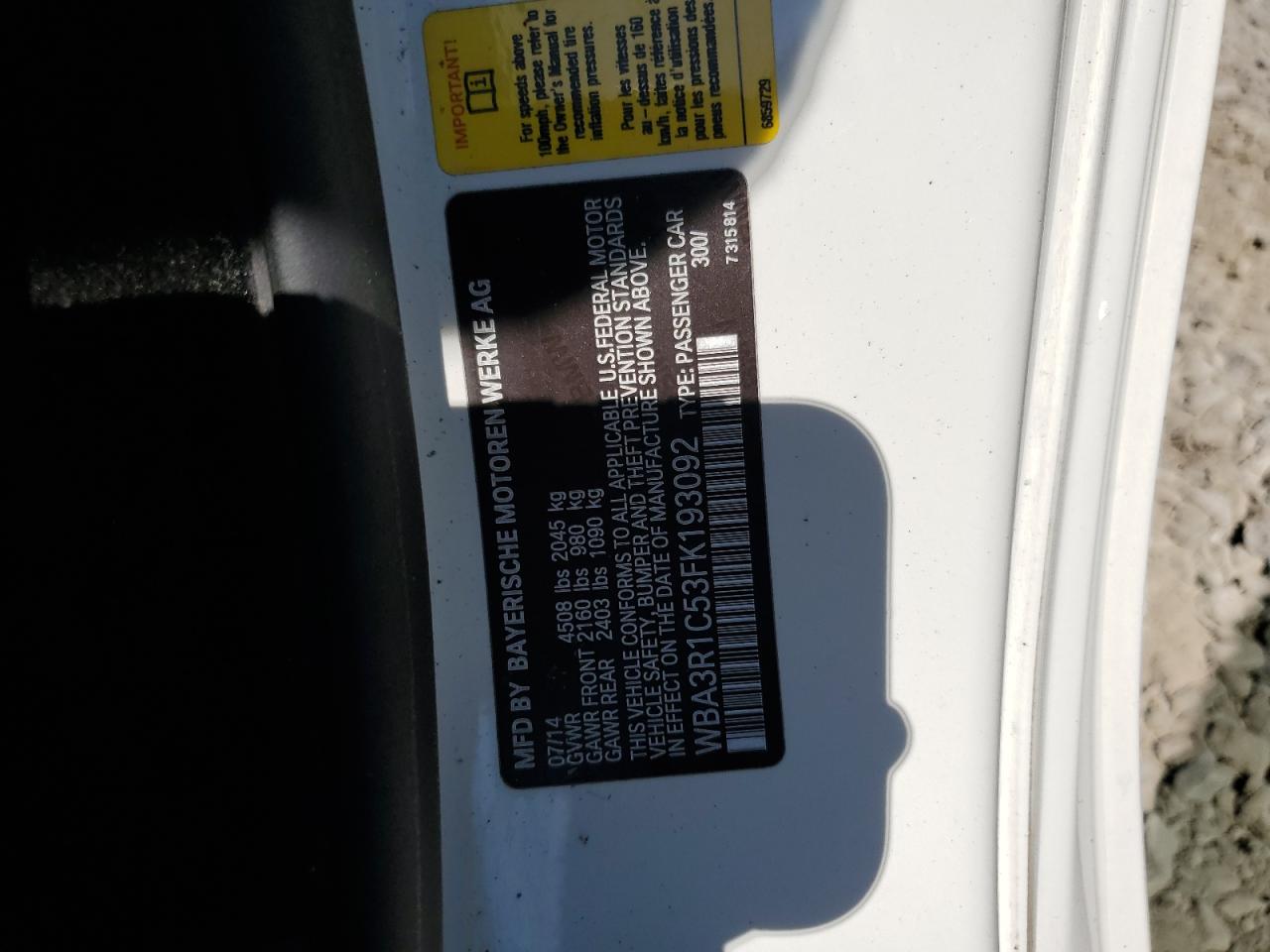 2015 BMW 435 I VIN: WBA3R1C53FK193092 Lot: 71147665