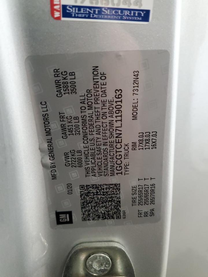 2020 Chevrolet Colorado Lt VIN: 1GCGTCEN7L1190163 Lot: 84180325