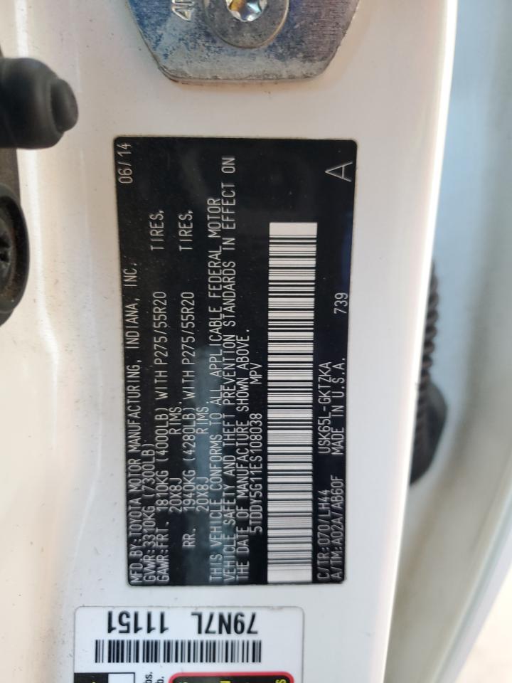 2014 Toyota Sequoia Platinum VIN: 5TDDY5G11ES108038 Lot: 81698865