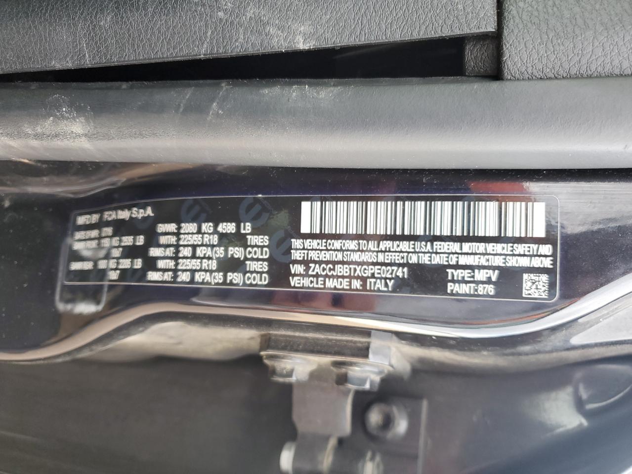 2016 Jeep Renegade Latitude VIN: ZACCJBBTXGPE02741 Lot: 81647115